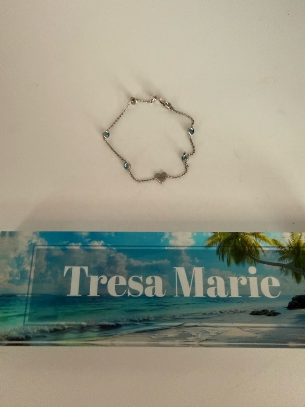 Gucci Silver Heart w blue topaz bracelet